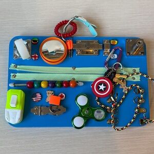 Interactive Blue Sensory Board for Kids